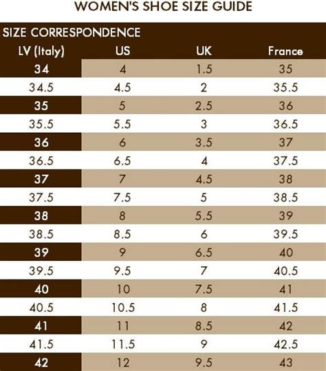 louis vuitton shoe sizes chart